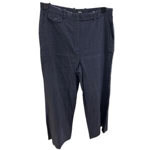 THEORY Navy Blue Wideleg Flare Linen Viscose Blend Cropped Pants Women's Size 6